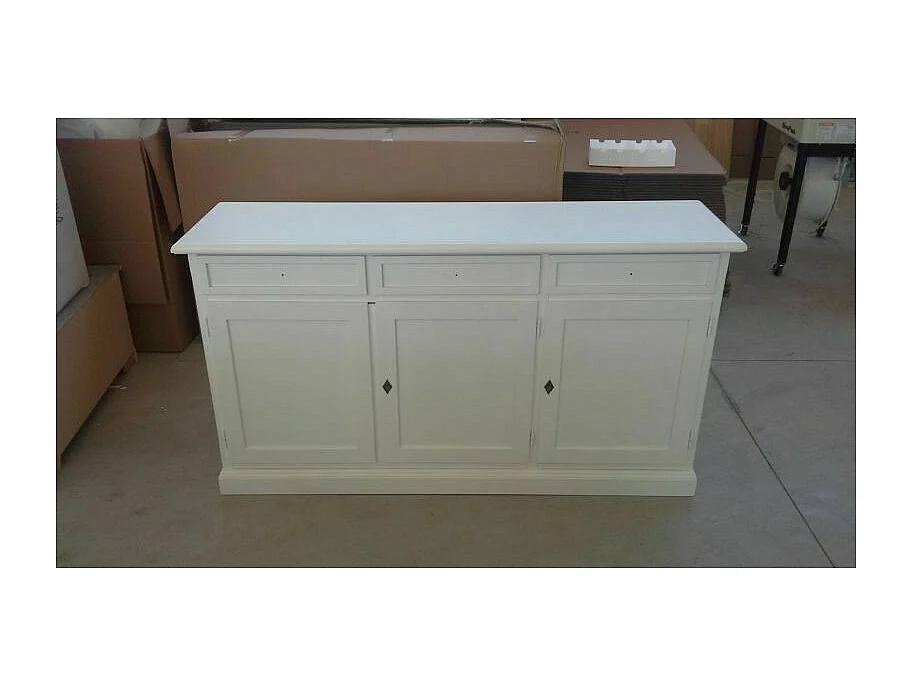 MOBILI 2G - MADIA CREDENZA ARTE POVERA 3 PORTE LEGNO BIANCO 156X42X85 (1382)