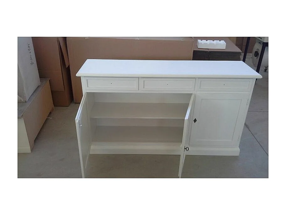 MOBILI 2G - MADIA CREDENZA ARTE POVERA 3 PORTE LEGNO BIANCO 156X42X85 (1382)