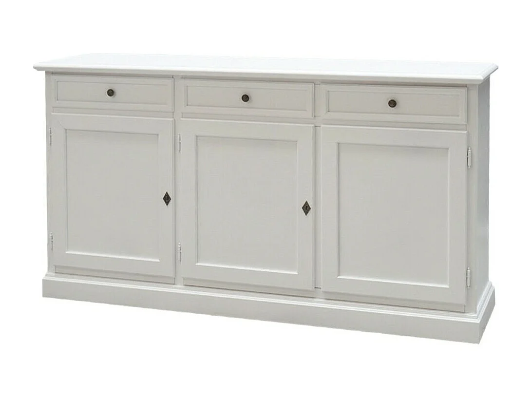 MOBILI 2G - MADIA CREDENZA ARTE POVERA 3 PORTE LEGNO BIANCO 156X42X85 (1382)