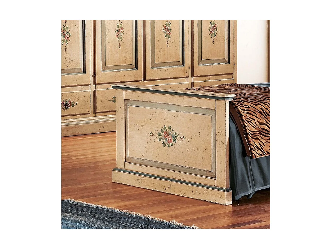 MOBILI 2G - LETTO  DRITTO SINGOLO AVORIO ANTICO FILO AZZURRO IN LEGNO 103x209x110 (1431)