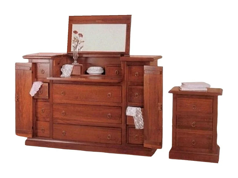 MOBILI 2G - GRUPPO COMO' 2 COMODINI CLASSICO IN LEGNO TINTA NOCE