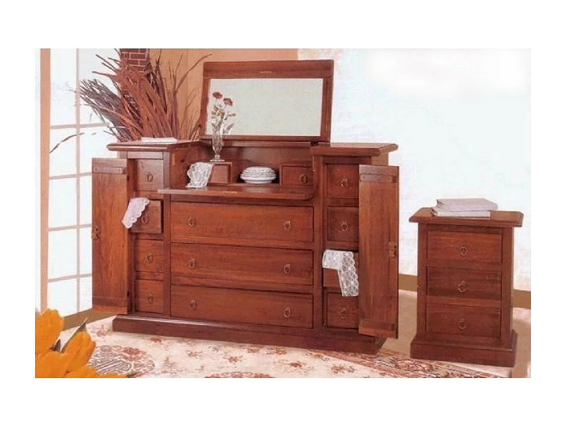 MOBILI 2G - GRUPPO COMO' 2 COMODINI CLASSICO IN LEGNO TINTA NOCE