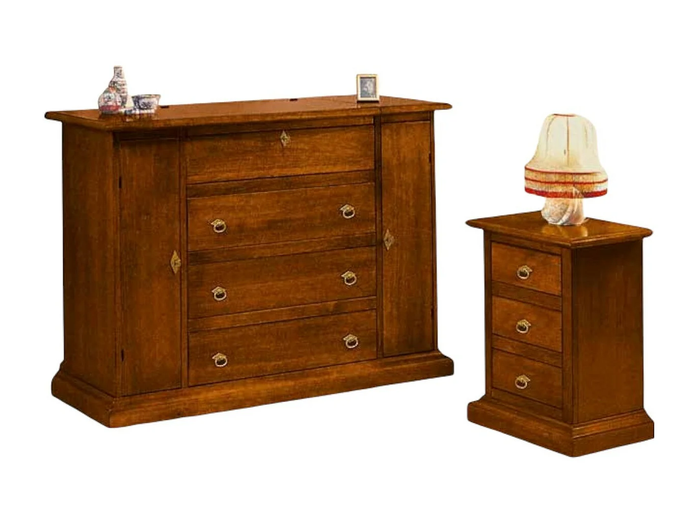 MOBILI 2G - GRUPPO COMO' 2 COMODINI CLASSICO IN LEGNO TINTA NOCE