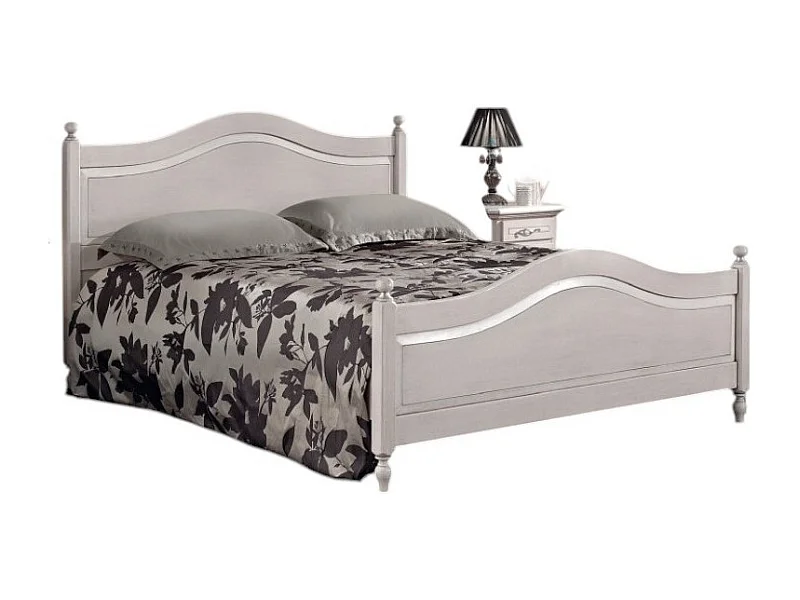 MOBILI 2G - LETTO MATRIMONIALE CLASSICO IN LEGNO GRIGIO TORTORA 173x209x107 (1477)