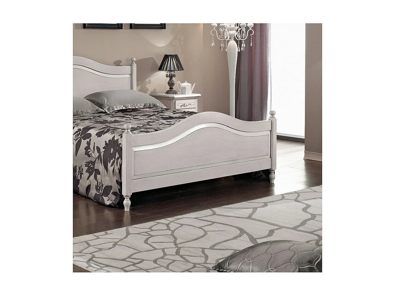 MOBILI 2G - LETTO MATRIMONIALE CLASSICO IN LEGNO GRIGIO TORTORA 173x209x107 (1477)