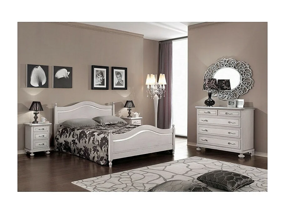 MOBILI 2G - LETTO MATRIMONIALE CLASSICO IN LEGNO GRIGIO TORTORA 173x209x107 (1477)