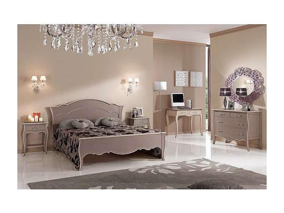 MOBILI 2G - COMODINO 1 CASSETTO 1 RIPIANO LACCATO TORTORA ANTICATO CON PROFILO AVORIO MISURE L.54 P.36 H.69 (1480)