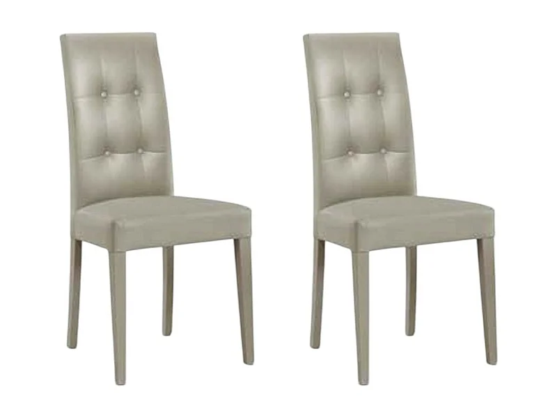 MOBILI 2G - SET 2 SEDIE MODERNE IN ECOPELLE 4 BOTTONI GRIGIO (675)
