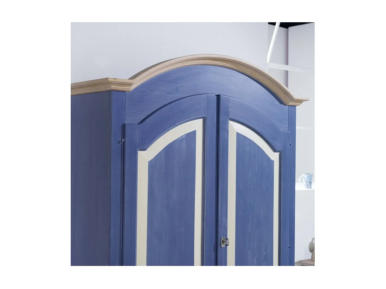 MOBILI 2G - Armadio 2 porte in legno blu e miele shabby 125x60x200 (2202)