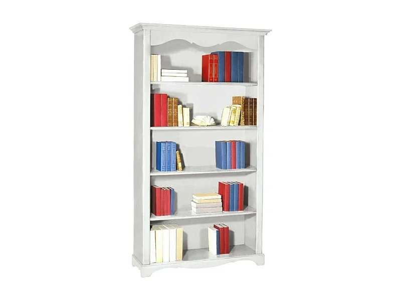 MOBILI 2G - LIBRERIA CLASSICA 5 RIPIANI IN LEGNO BIANCO OPACO 120x40x210H (1514)
