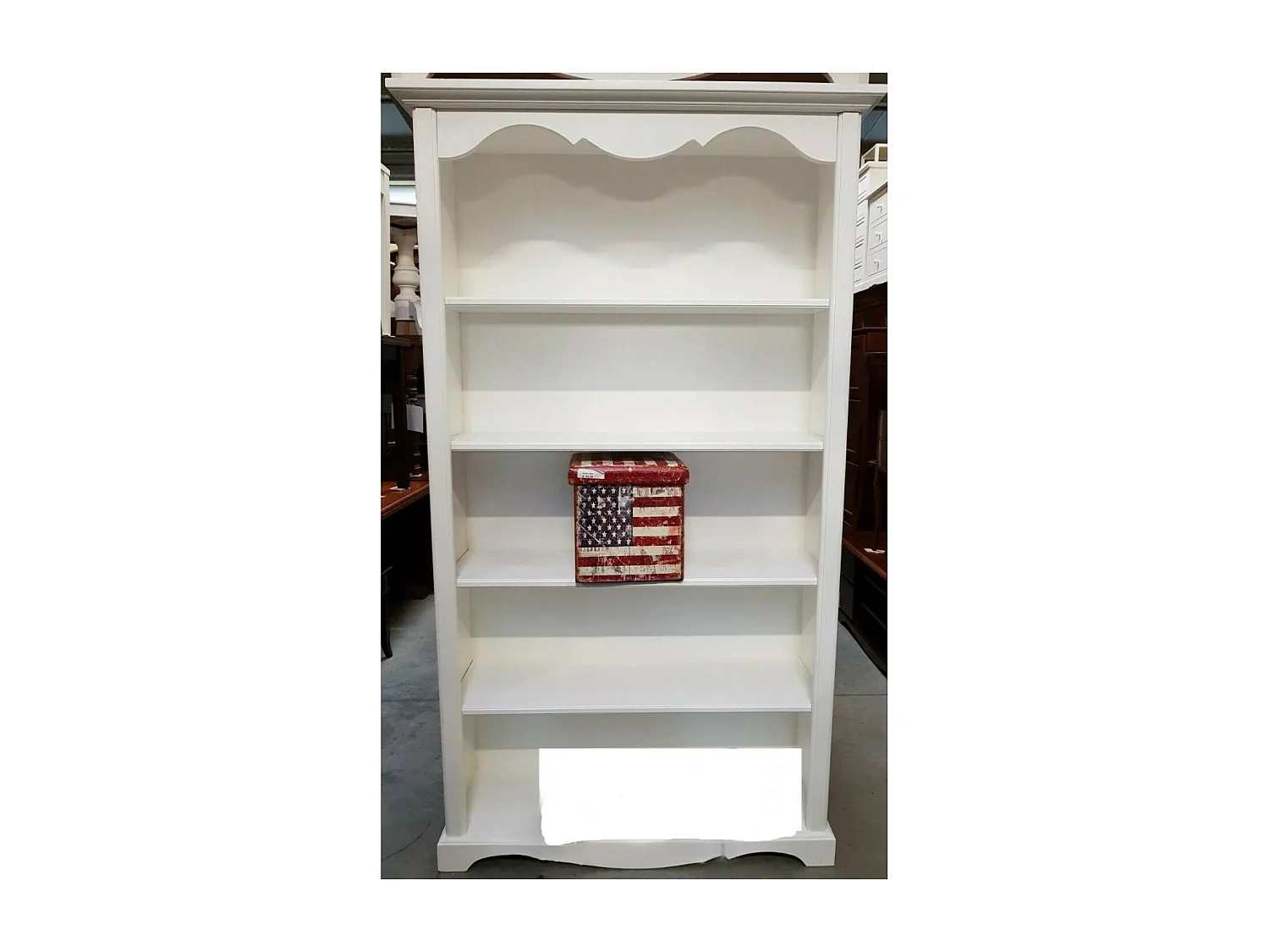 MOBILI 2G - LIBRERIA CLASSICA 5 RIPIANI IN LEGNO BIANCO OPACO 120x40x210H (1514)