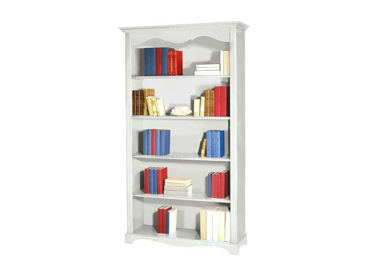 MOBILI 2G - LIBRERIA CLASSICA 5 RIPIANI IN LEGNO BIANCO OPACO 120x40x210H (1514)