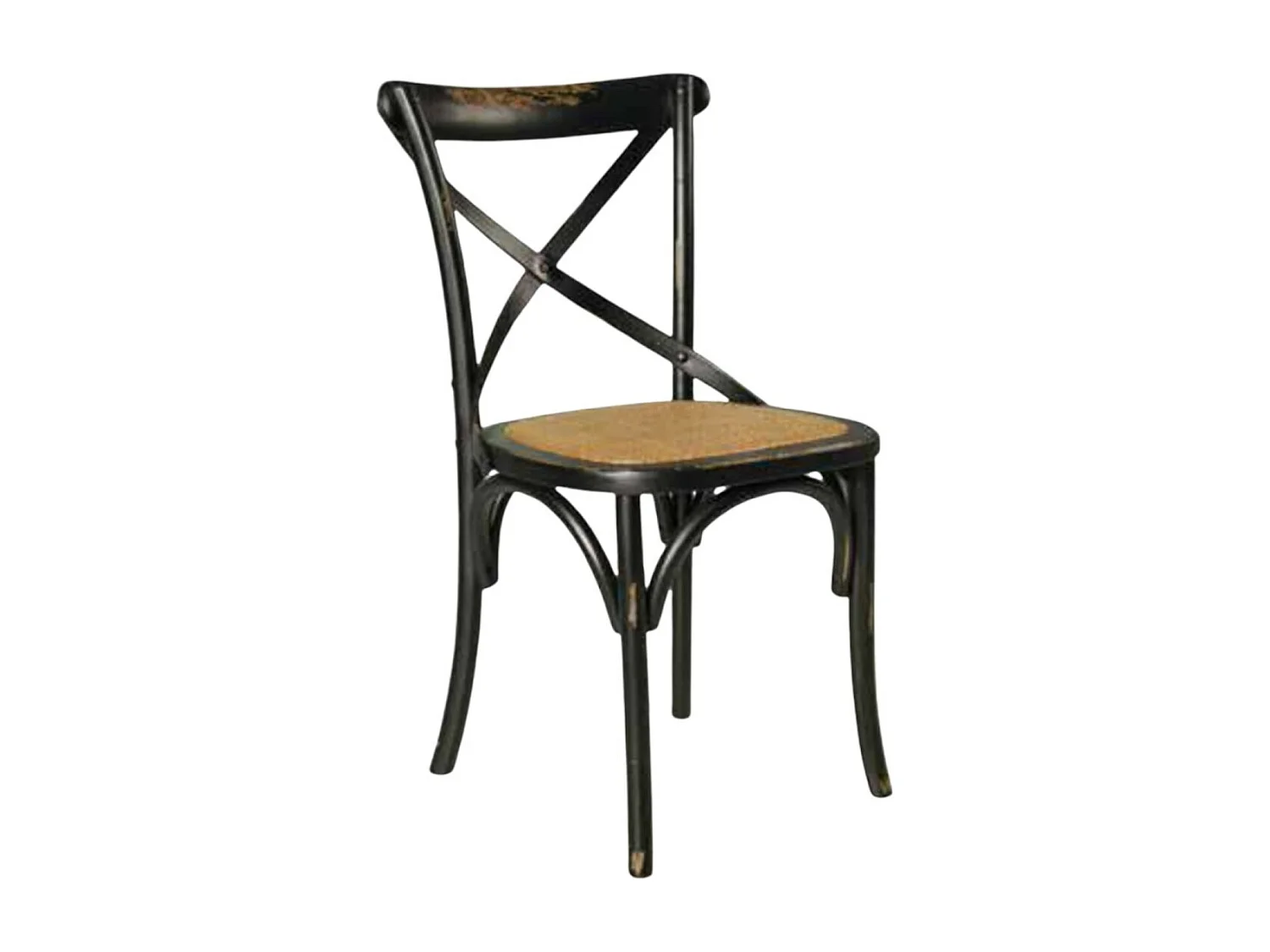 MOBILI 2G - SET 2 Sedie Cross Bistrot  vintage Nero in Olmo seduta rivestita naturale (781)