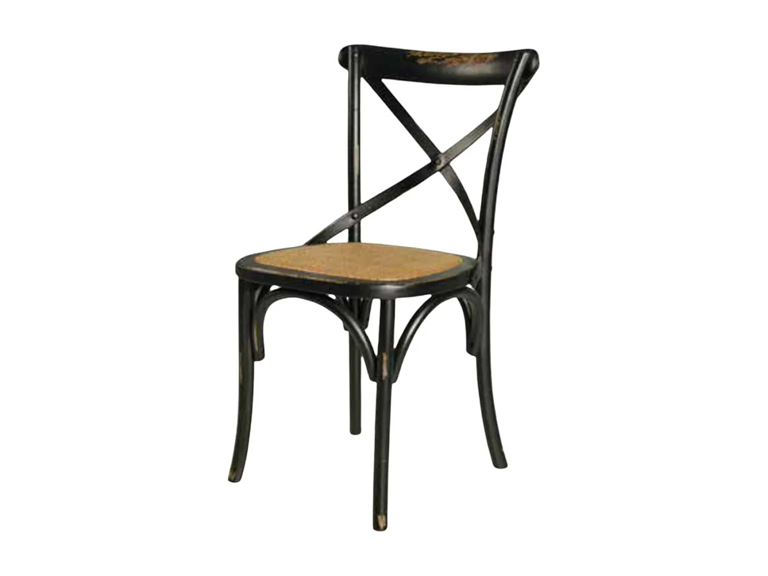 MOBILI 2G - SET 2 Sedie Cross Bistrot  vintage Nero in Olmo seduta rivestita naturale (781)