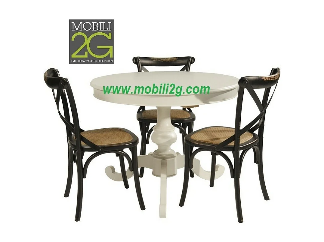 MOBILI 2G - SET 2 Sedie Cross Bistrot  vintage Nero in Olmo seduta rivestita naturale (781)