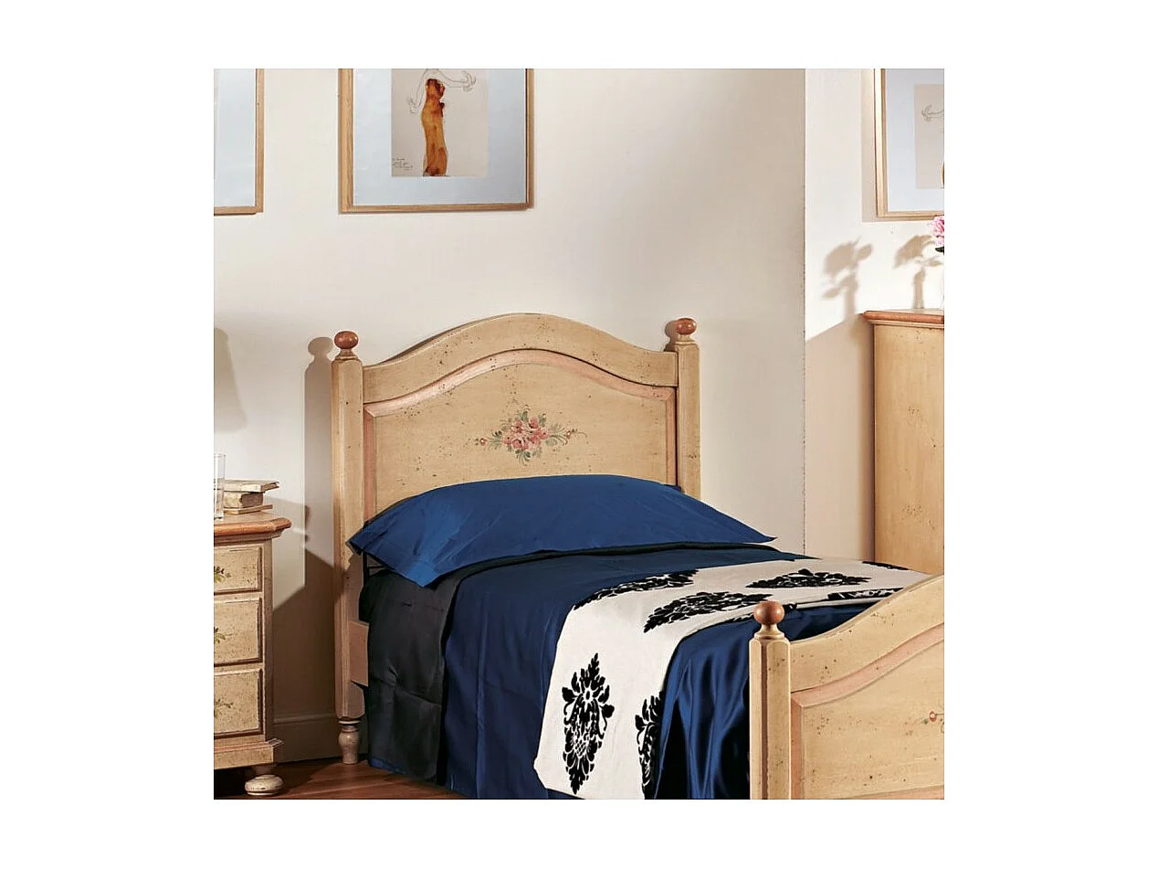 MOBILI 2G - LETTO SAGOMATO SINGOLO AVORIO ANTICO/ROSA IN LEGNO 99x212x112 (1437)