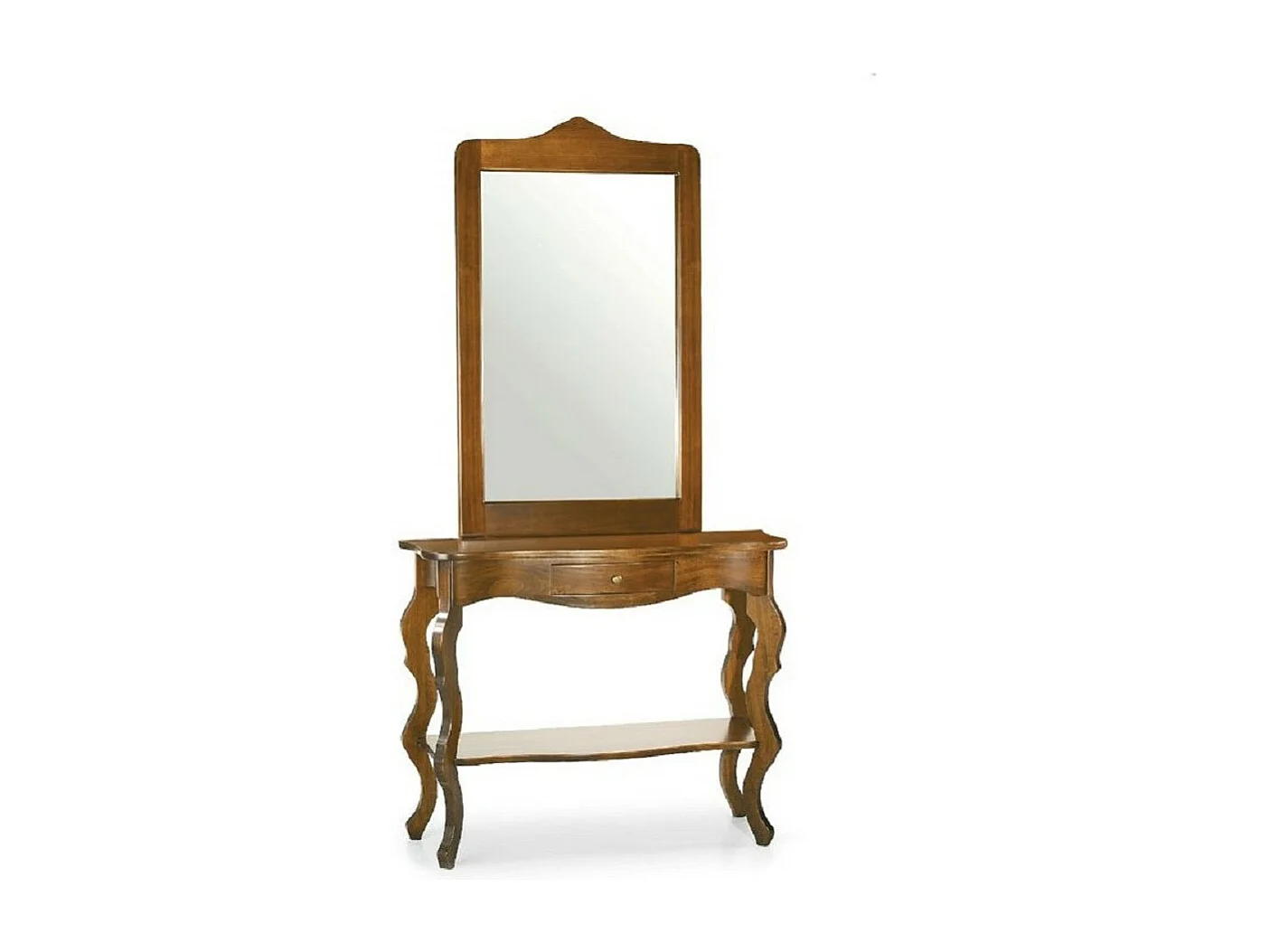 MOBILI 2G - CONSOLLE CON SPECCHIO IN LEGNO TINTA NOCE ARTE POVERA (259+260)