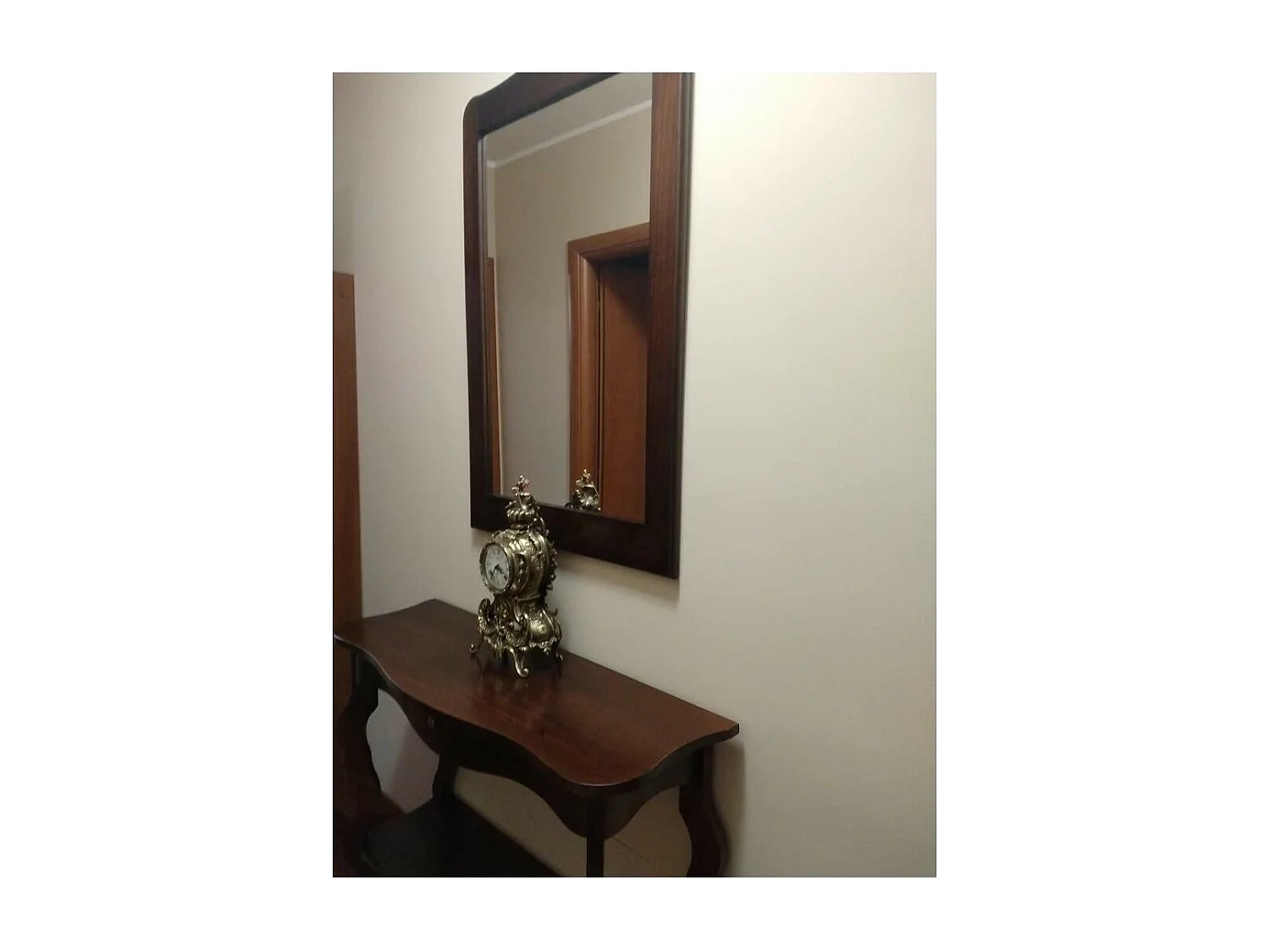 MOBILI 2G - CONSOLLE CON SPECCHIO IN LEGNO TINTA NOCE ARTE POVERA (259+260)