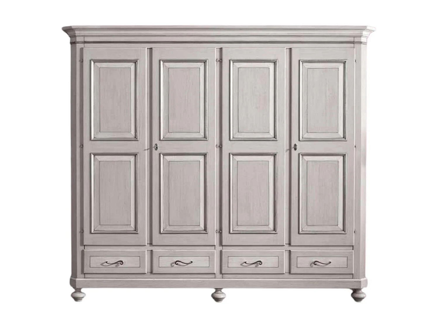 MOBILI 2G - ARMADIO CLASSICO 4 PORTE LEGNO TORTORA GRIGIO 193x63X217 (1474)