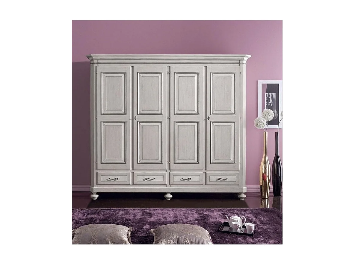 MOBILI 2G - ARMADIO CLASSICO 4 PORTE LEGNO TORTORA GRIGIO 193x63X217 (1474)