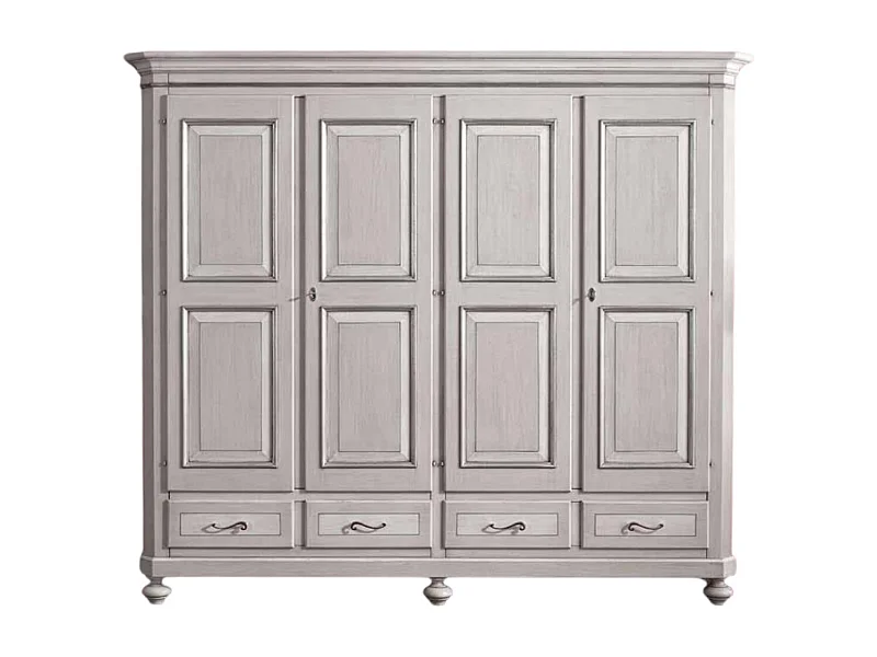 MOBILI 2G - ARMADIO CLASSICO 4 PORTE LEGNO TORTORA GRIGIO 193x63X217 (1474)