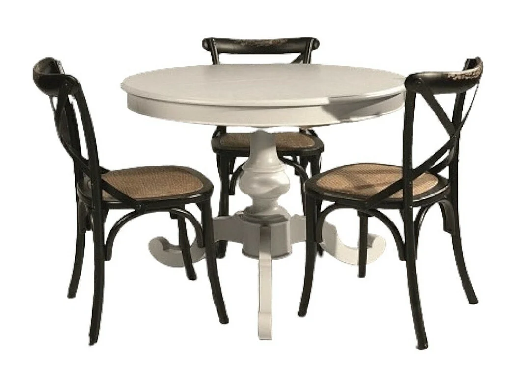 MOBILI 2G - TAVOLO ARTE POVERA ROTONDO COLORE BIANCO OPACO D.100, 1 ALLUNGA 40 CENTIMETRI (1468)