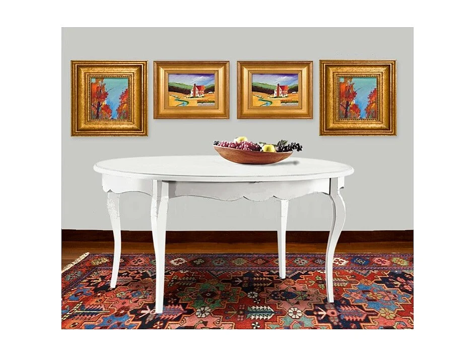 MOBILI 2G - TAVOLO OVALE CLASSICO ALLUNGABILE BIANCO OPACO L.160 X P.110 (1289)