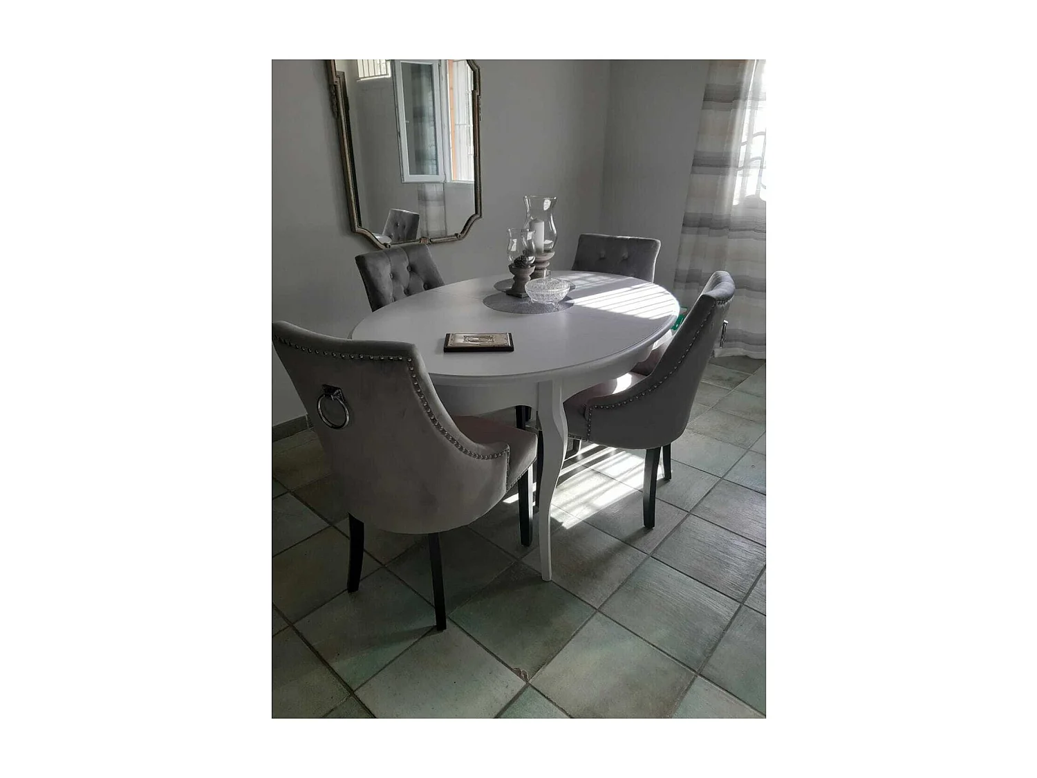 MOBILI 2G - TAVOLO OVALE CLASSICO ALLUNGABILE BIANCO OPACO L.160 X P.110 (1289)