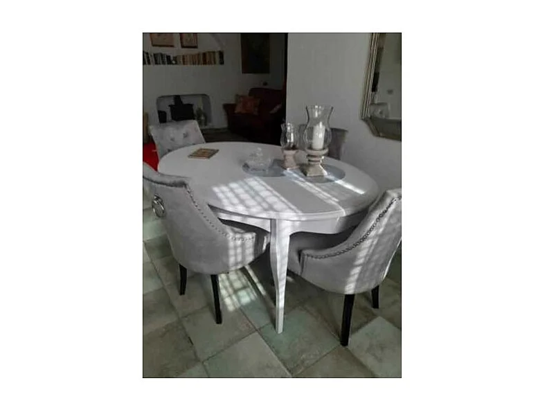 MOBILI 2G - TAVOLO OVALE CLASSICO ALLUNGABILE BIANCO OPACO L.160 X P.110 (1289)