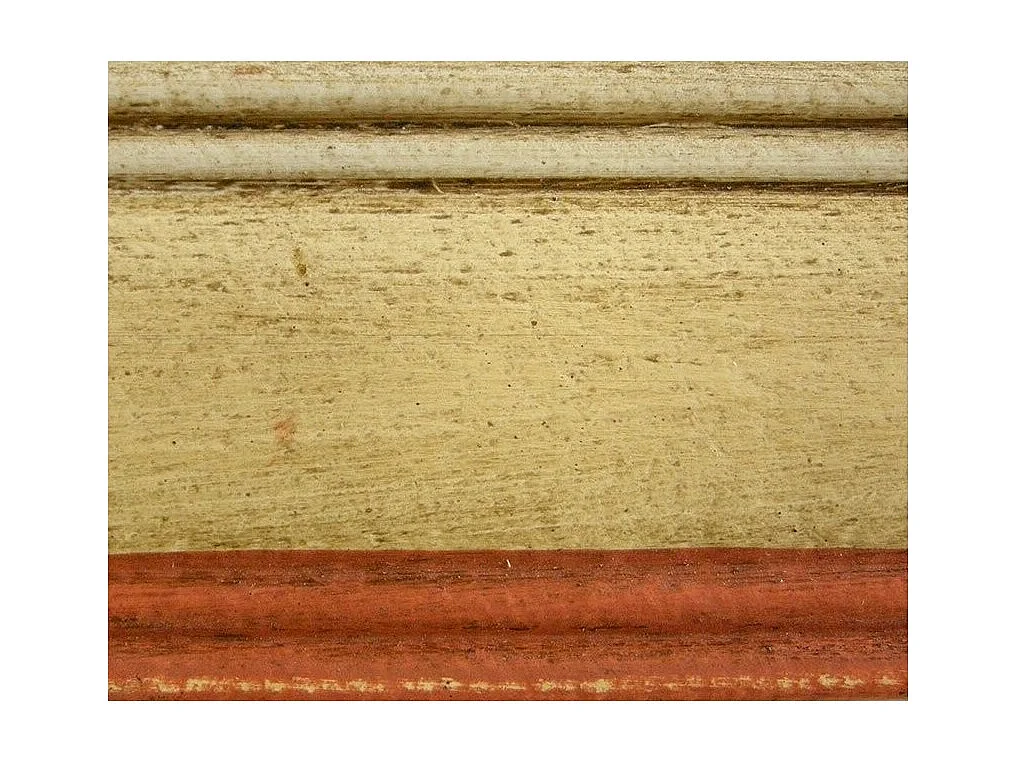 MOBILI 2G - LETTO SAGOMATO SINGOLO AVORIO ANTICO FILO ROSSO IN LEGNO 99x212x112 (1425)