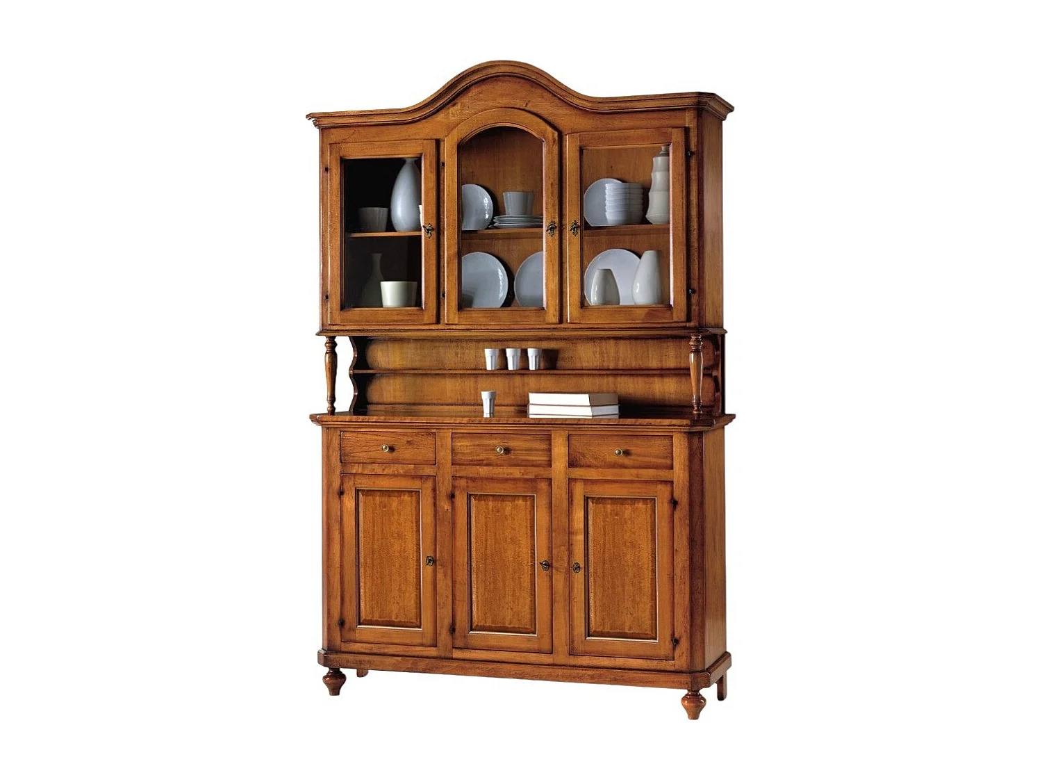 MOBILI 2G - Cristalliera napoletana legno massello tinta noce 150x43x228H (507)