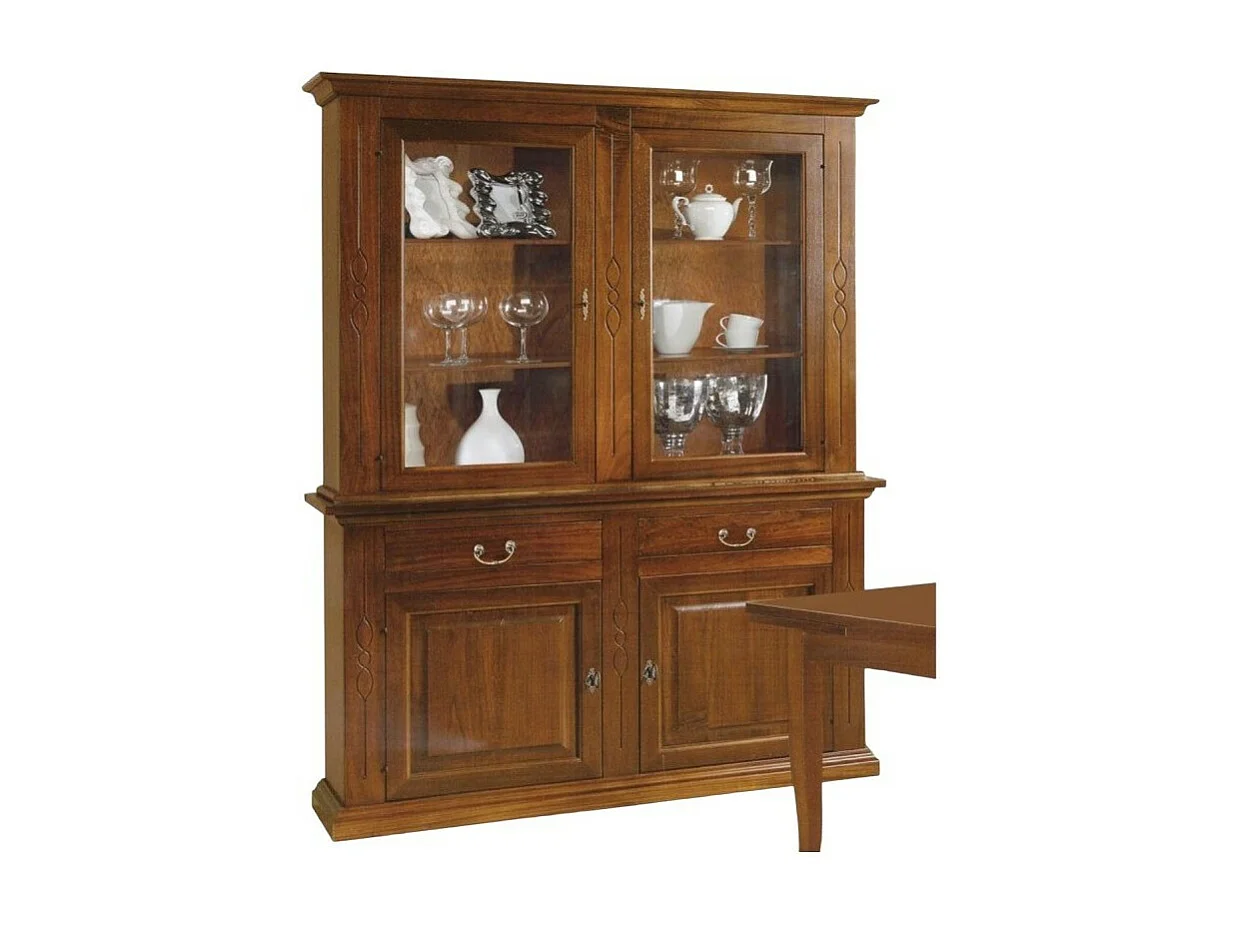 MOBILI 2G - CRISTALLIERA 2 ANTE IN LEGNO FINITURA NOCE BASSANO l.168 p.48 h.222 (597)