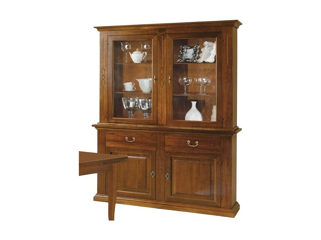 MOBILI 2G - CRISTALLIERA 2 ANTE IN LEGNO FINITURA NOCE BASSANO l.168 p.48 h.222 (597)