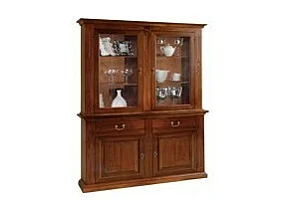 MOBILI 2G - CRISTALLIERA 2 ANTE IN LEGNO FINITURA NOCE BASSANO l.168 p.48 h.222 (597)