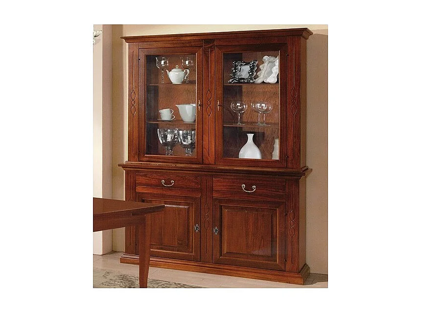 MOBILI 2G - CRISTALLIERA 2 ANTE IN LEGNO FINITURA NOCE BASSANO l.168 p.48 h.222 (597)