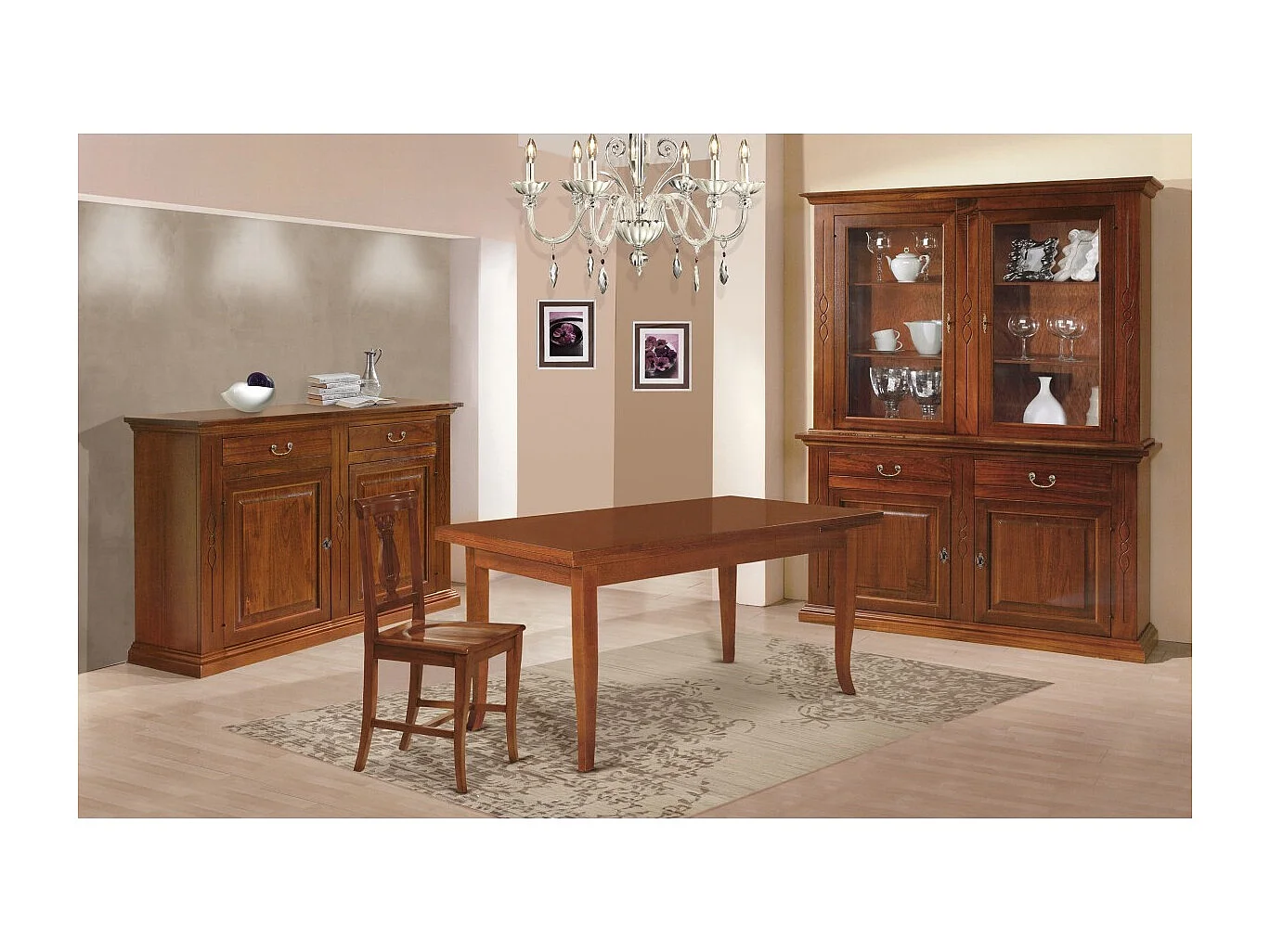 MOBILI 2G - CRISTALLIERA 2 ANTE IN LEGNO FINITURA NOCE BASSANO l.168 p.48 h.222 (597)