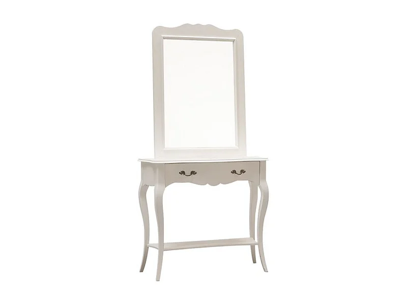 MOBILI 2G - CONSOLLE SHABBY CHIC BIANCO OPACO CON SPECCHIO (1283-1284)