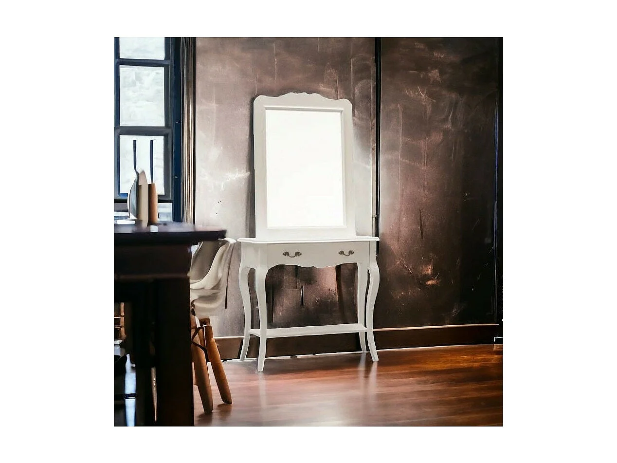 MOBILI 2G - CONSOLLE SHABBY CHIC BIANCO OPACO CON SPECCHIO (1283-1284)