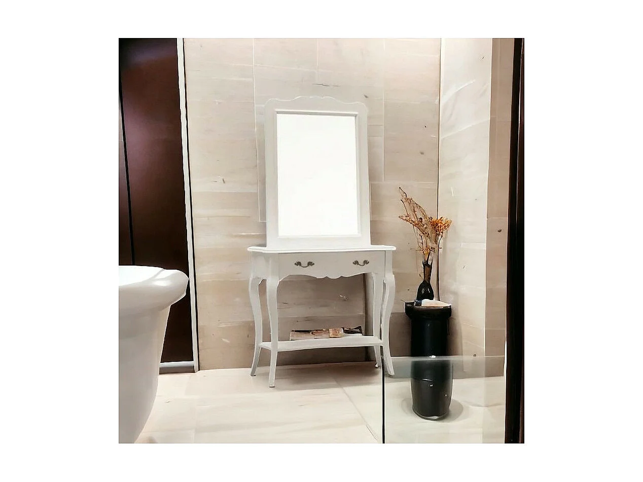 MOBILI 2G - CONSOLLE SHABBY CHIC BIANCO OPACO CON SPECCHIO (1283-1284)
