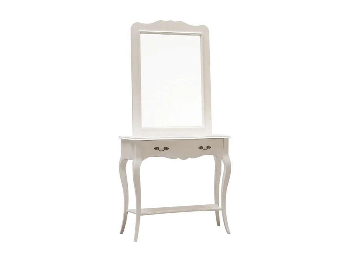 MOBILI 2G - CONSOLLE SHABBY CHIC BIANCO OPACO CON SPECCHIO (1283-1284)