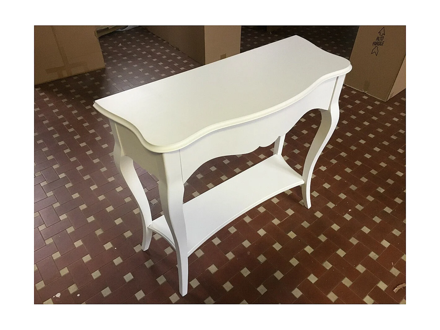 MOBILI 2G - CONSOLLE SHABBY CHIC BIANCO OPACO CON SPECCHIO (1283-1284)