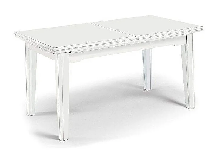MOBILI 2G - Tavolo classico rettangolare allungabile in legno bianco 160x85 (742)