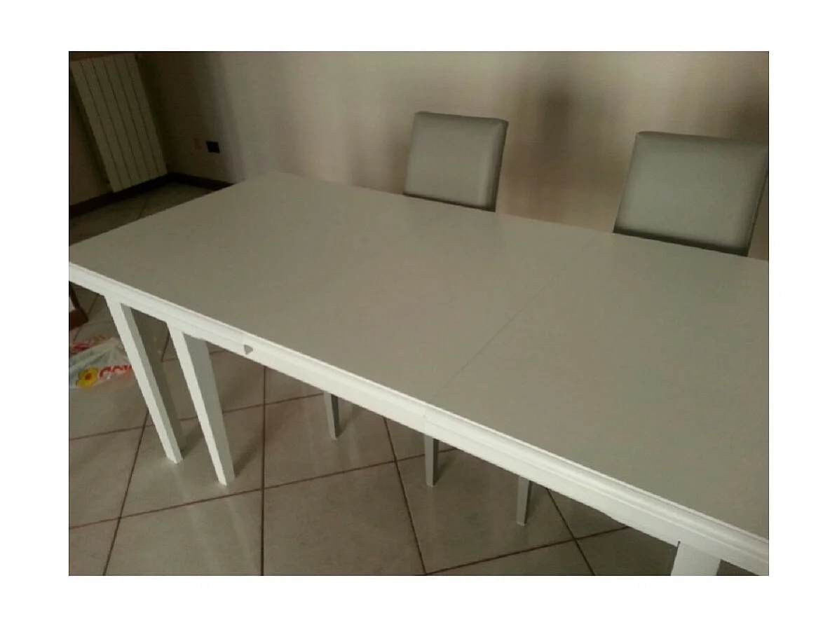 MOBILI 2G - Tavolo classico rettangolare allungabile in legno bianco 160x85 (742)