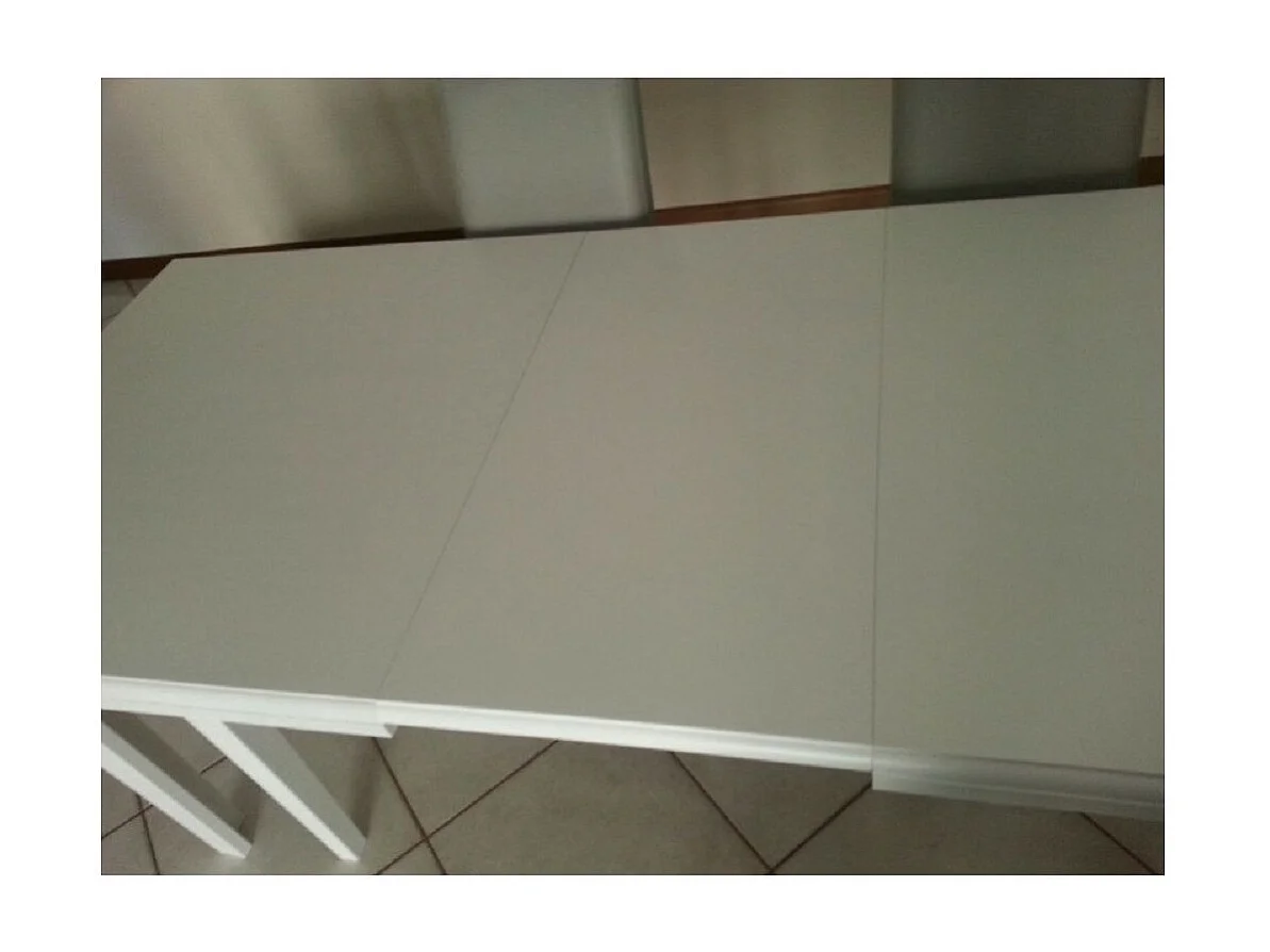 MOBILI 2G - Tavolo classico rettangolare allungabile in legno bianco 160x85 (742)