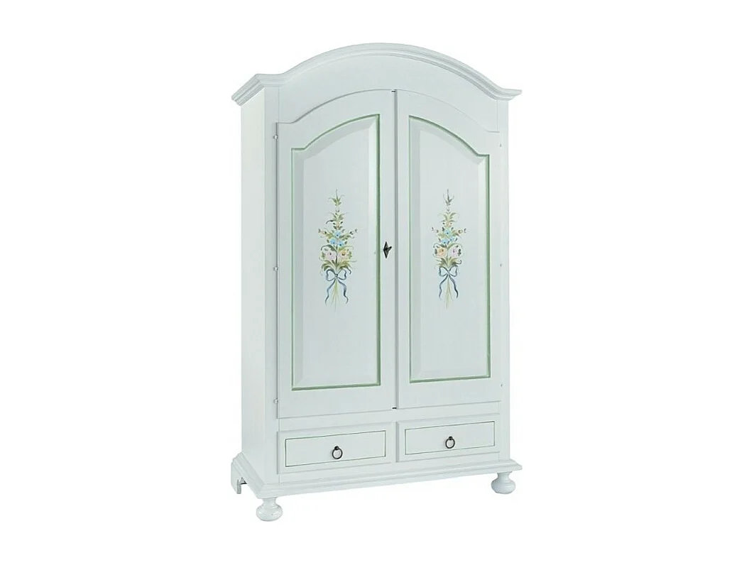 MOBILI 2G - ARMADIO SHABBY 2 ANTE IN LEGNO DECORATO 125x61X200 (503)