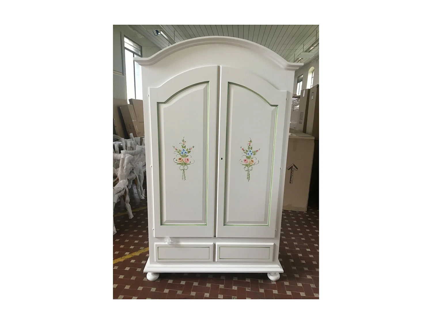 MOBILI 2G - ARMADIO SHABBY 2 ANTE IN LEGNO DECORATO 125x61X200 (503)