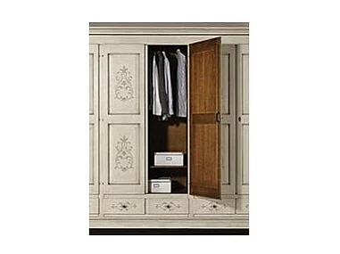 MOBILI 2G - Armadio 5 porte classico in legno avorio shabby 254x61x240 (687)