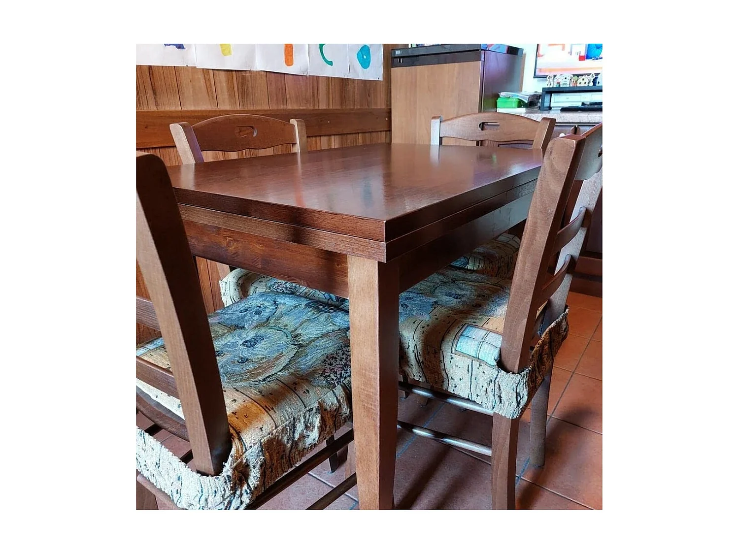 MOBILI 2G - Tavolo rettangolare allungabile legno classico Noce Arte Povera 180 x90 (13 Sciabola)