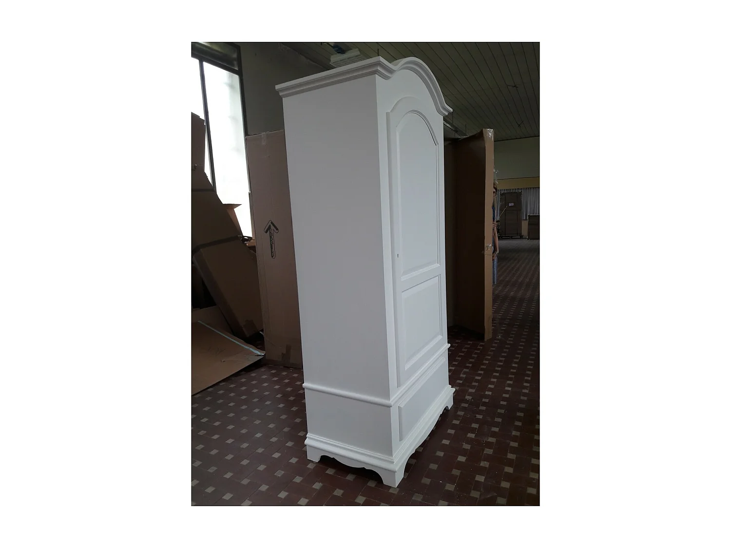 MOBILI 2G - ARMADIO ARTE POVERA 1 PORTA LEGNO SHABBY BIANCO 96x56x196H (1512)
