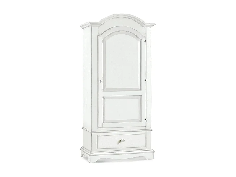 MOBILI 2G - ARMADIO ARTE POVERA 1 PORTA LEGNO SHABBY BIANCO 96x56x196H (1512)